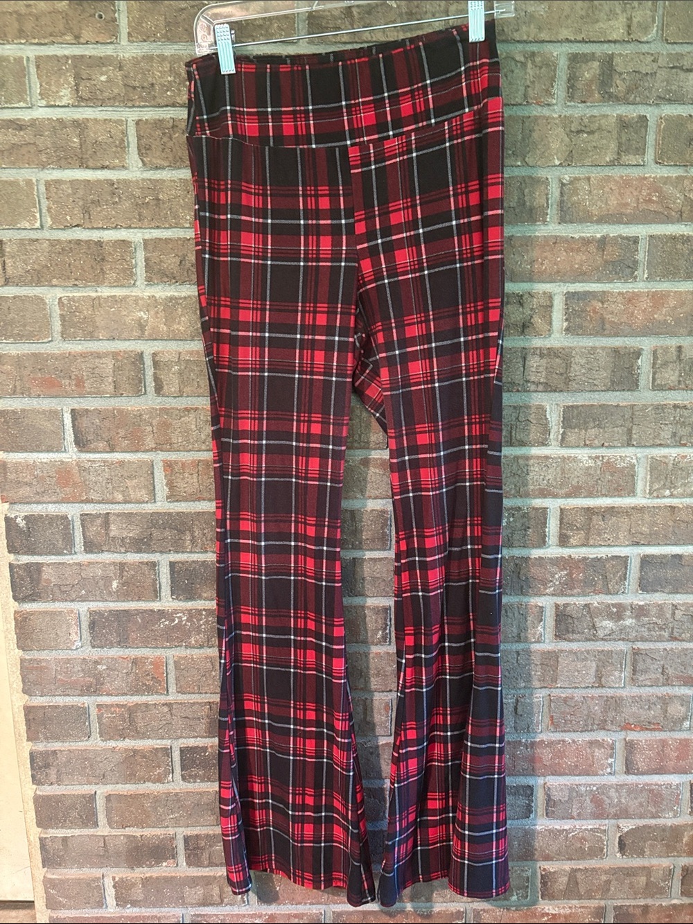 NOBO Red and Black Plaid Flare Leggings